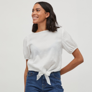 ViFonja Tie Boatneck S/S Top - Optical Snow