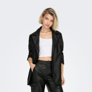 OnlHeidi Sus Faux Leather Blazer - Black