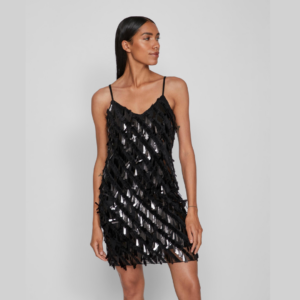 ViMarry S/L V-neck Sequin Short Dress - Black