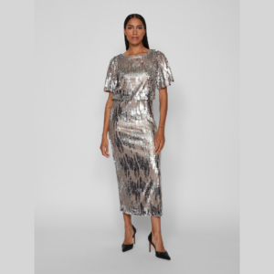 ViAmaya S/S Sequin Ankle Dress - Silver