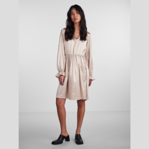 PcSlore LS O-neck Dress - Frosted Almond