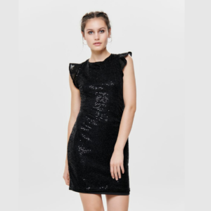 OnlDuna Frill Short Dress - Black