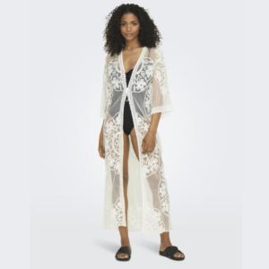 OnlCarla Embroidered Lace Kimono - Cloud Dancer