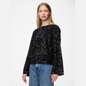 PcKam LS Deep Back Bow Top - Black