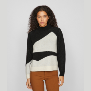 ViCilia High Neck L/S Jaquard Top - Black
