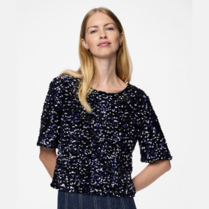 PcKam SS Top - Black/Bellweather sequins