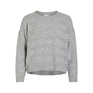 ViGlittia L/S O-neck Christmas Knit Top - Light Grey Melange