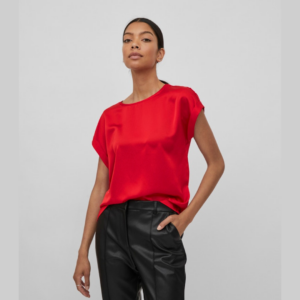 ViEllette S/S Satin Top - Barbaros Cherry