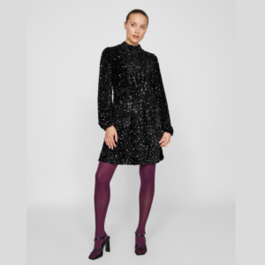 ViPenny L/S High Neck Short Dress - Black