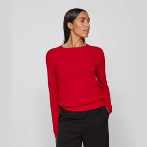 ViDalo O-neck L/S Knit Top- Barbados Cherry