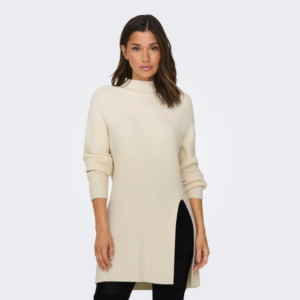 OnlKatia Ls Long Slit Highneck Knit - Whitecap Gray