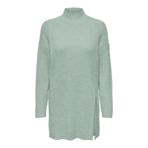 OnlKatia Ls Long Slit Highneck Knit - Aqua Gray
