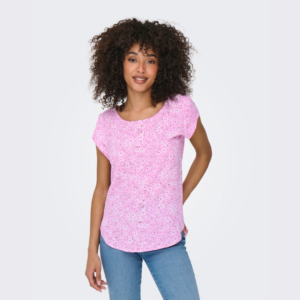 OnlVic S/S Aop Top - Fuchsia Pink