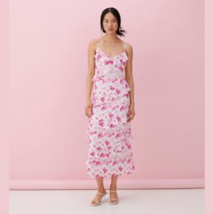 ViLina V-neck S/L Midi Dress - Rasberry Rose