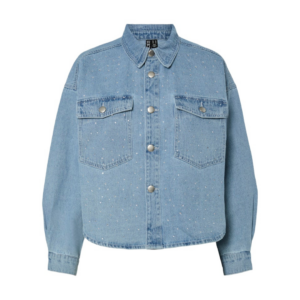 PcTamra Rhinestone Denim Jacket - Light Blue Denim