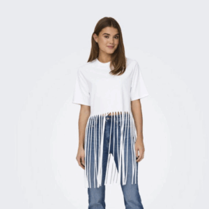 OnlZinna S/S Fringe Top - Bright White