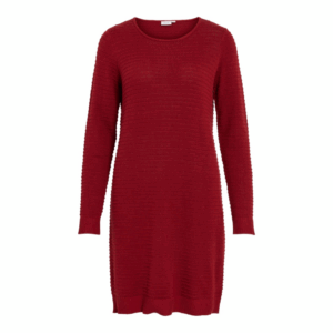 ViLollo O-neck L/S Detail Knit Dress - Jester Red