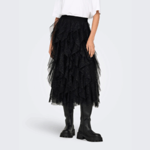 OnlSky Glitter Skirt - Black/Black Glitter
