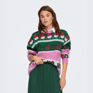 OnlXmas Hoho Ls Pullover Knt - Fuchsia Pink