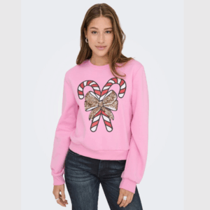 OnlYda Xmas L/S O-neck - Bonbon/Candy