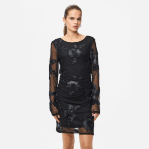 PcOffia Ls O-neck Short Dress - Black