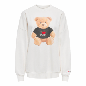 OnlTeddy L/S O-neck Print Sweat - Cloud Dancer