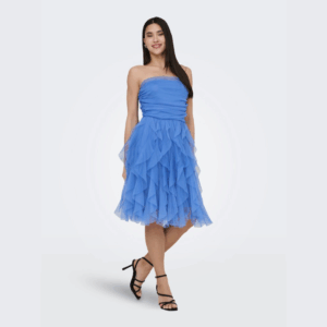 OnlSky S/L Ruffle Midi Dress - Ultramarine