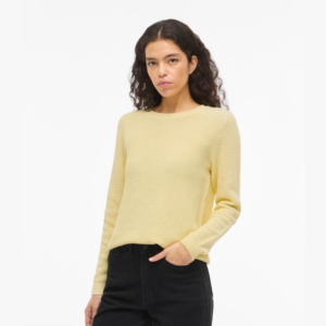 ViDalo O-neck L/S Knit Top - Pastel Yellow