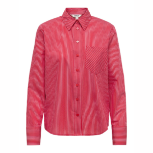 OnlBrooky LS Stripe Wide Cuf Shirt - Barbados Cherry/Bright White