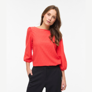 ViFrima Boat Neck 3/4 Top - Hibiscus