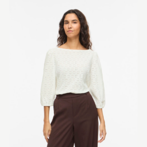 ViFrima Boat Neck 3/4 Top - Snow White
