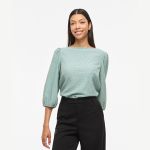 ViFrima Boat Neck 3/4 Top - Blue Surf