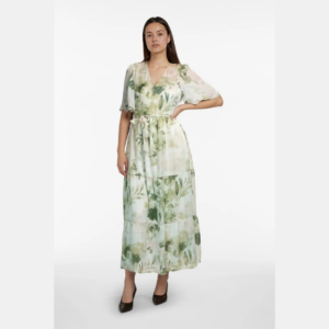 ViMolina V-neck 2/4 Ankle Dress - Birch Molina