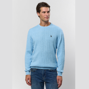 Mads Reg Cot Uspa Knit - Placid Blue