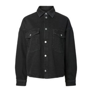 PcGabi Ls Rhinestone Denim Shirt - Black