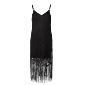 PcClair Strap Lace Tassel Dress - Black