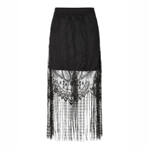 PcClair Hw Ankle Lace Tassel Skirt - Black