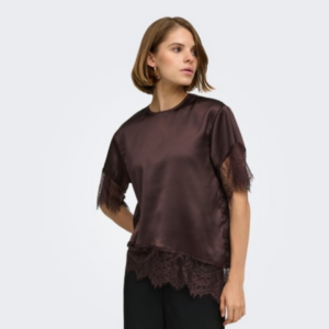 OnlIndona 2/4 Satin Lace Top - Chocolate Torte
