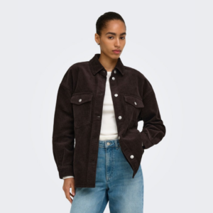 OnlTiggy L/S Cord Shacket - Ganache