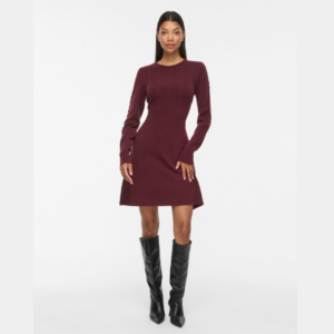ViKerry O-neck LS Cable Knit Dress - Port Royale