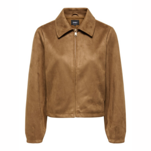 OnlCarolina Faux Suede Zip Jkt - Cognac