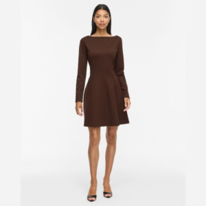 ViSiba Boat Neck L/S Dress - Coffee Bean