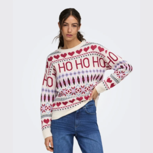 OnlXmas Ho LS O-neck Knit - Birch