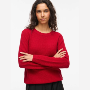 ViDalo O-neck L/S Knit Top - Savvy Red