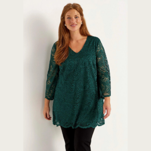 Kelly Lace Tunic - Dark Green 618155-0185