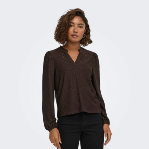 OnlSmilla L/S V-neck Lace Top - Chocolate Torte